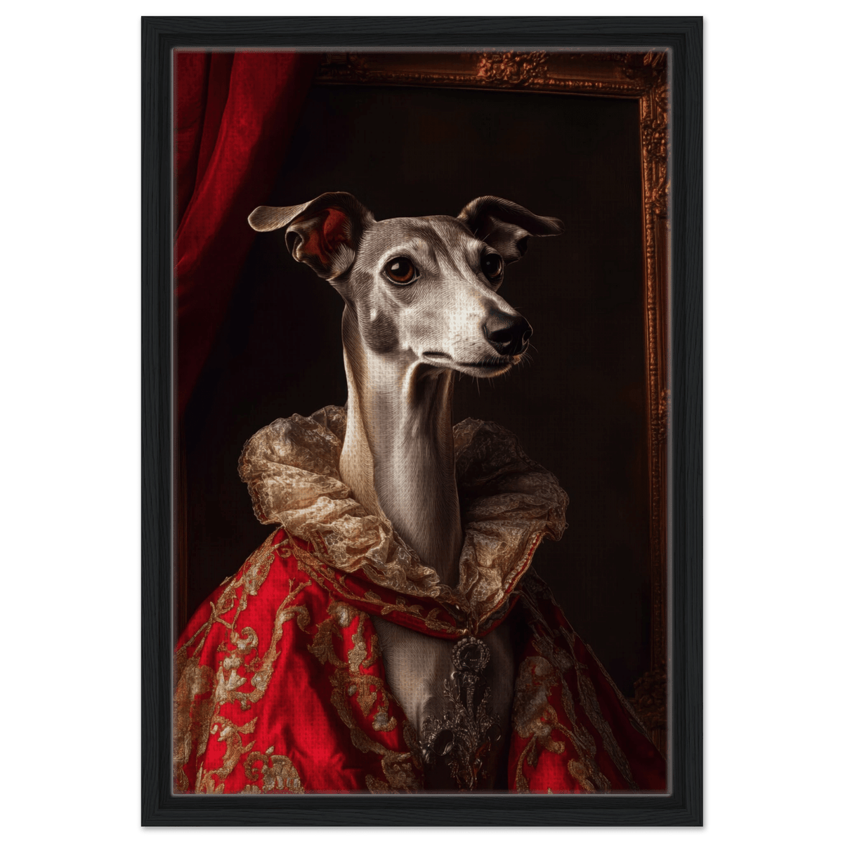 Elegant Baroque Greyhound Portrait A sleek grey 5 - Shop Ai Art WebShop - Digital Art online Store