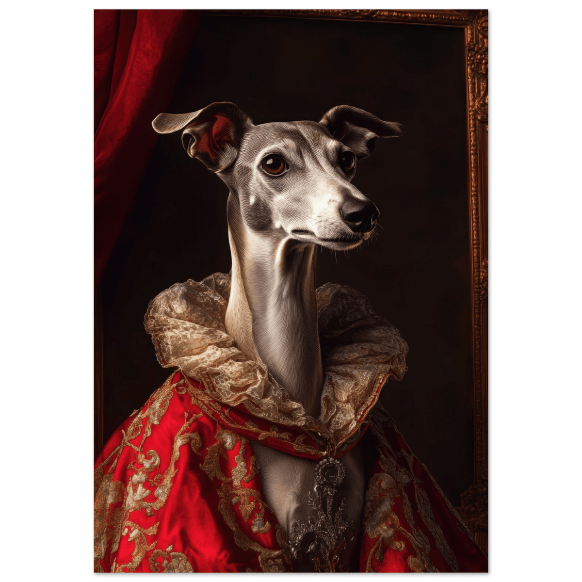 Elegant Baroque Greyhound Portrait A sleek grey 5 - Shop Ai Art WebShop - Digital Art online Store
