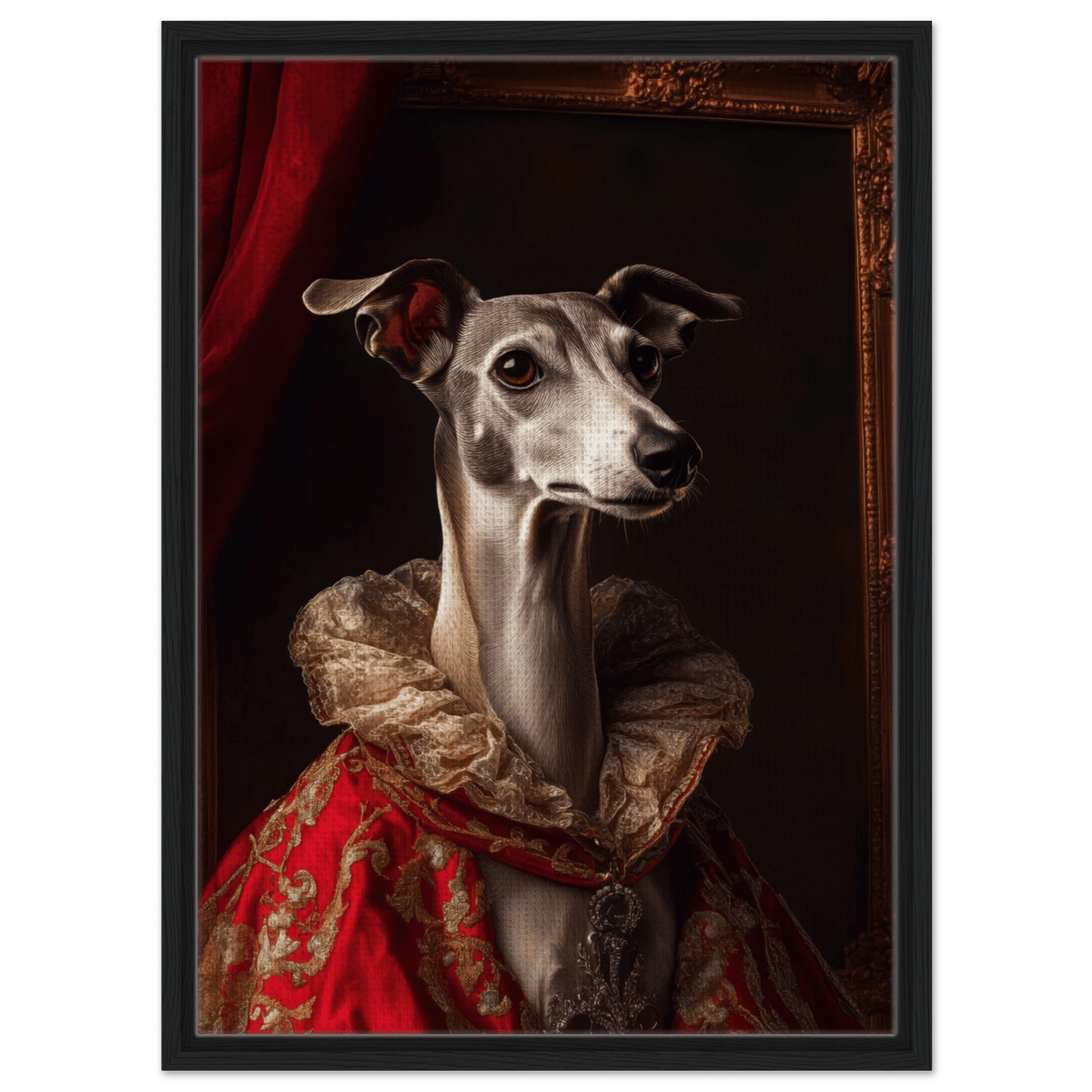 Elegant Baroque Greyhound Portrait A sleek grey 5 - Shop Ai Art WebShop - Digital Art online Store