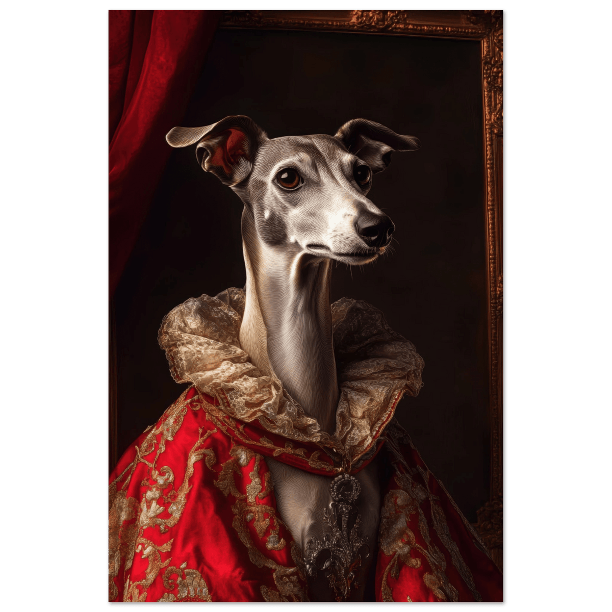 Elegant Baroque Greyhound Portrait A sleek grey 5 - Shop Ai Art WebShop - Digital Art online Store