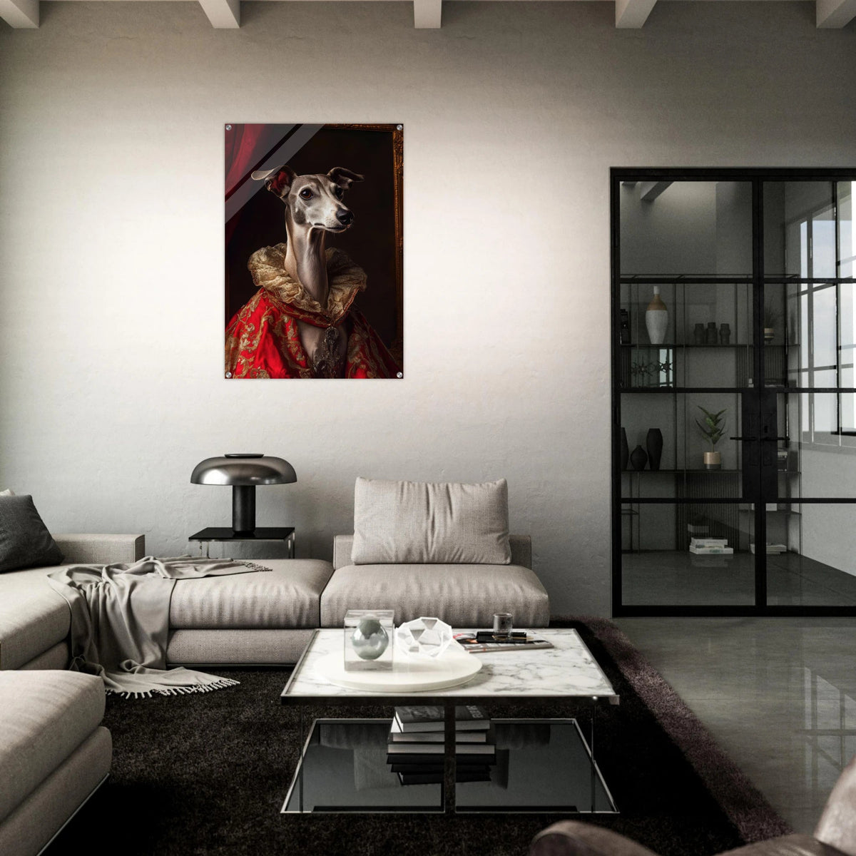 Elegant Baroque Greyhound Portrait A sleek grey 5 - Shop Ai Art WebShop - Digital Art online Store