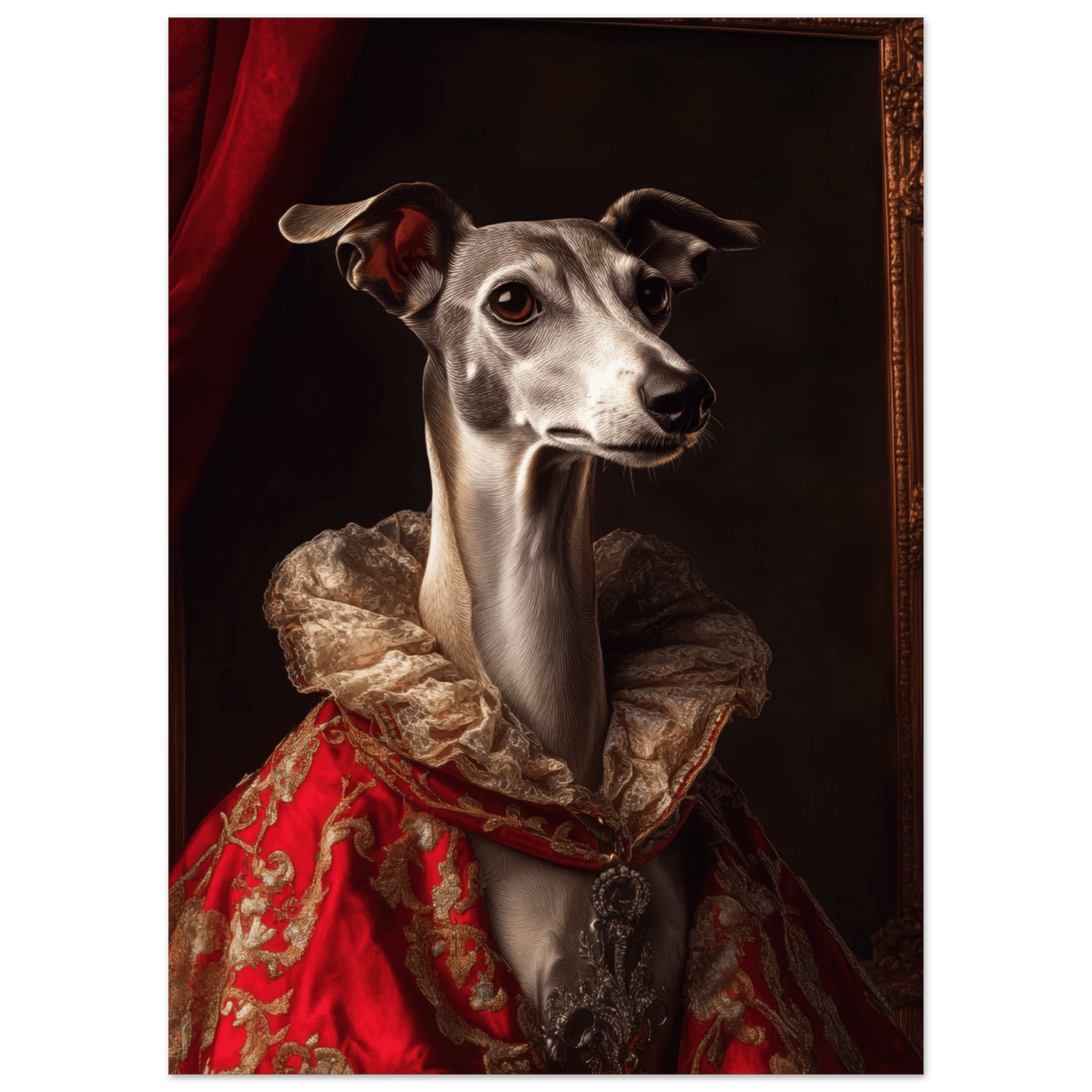 Elegant Baroque Greyhound Portrait A sleek grey 5 - Shop Ai Art WebShop - Digital Art online Store