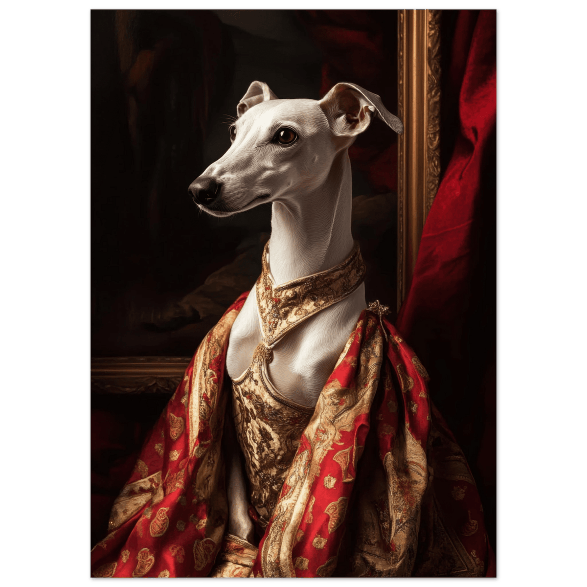 Elegant Baroque Greyhound Portrait A sleek grey - Shop Ai Art WebShop - Digital Art online Store