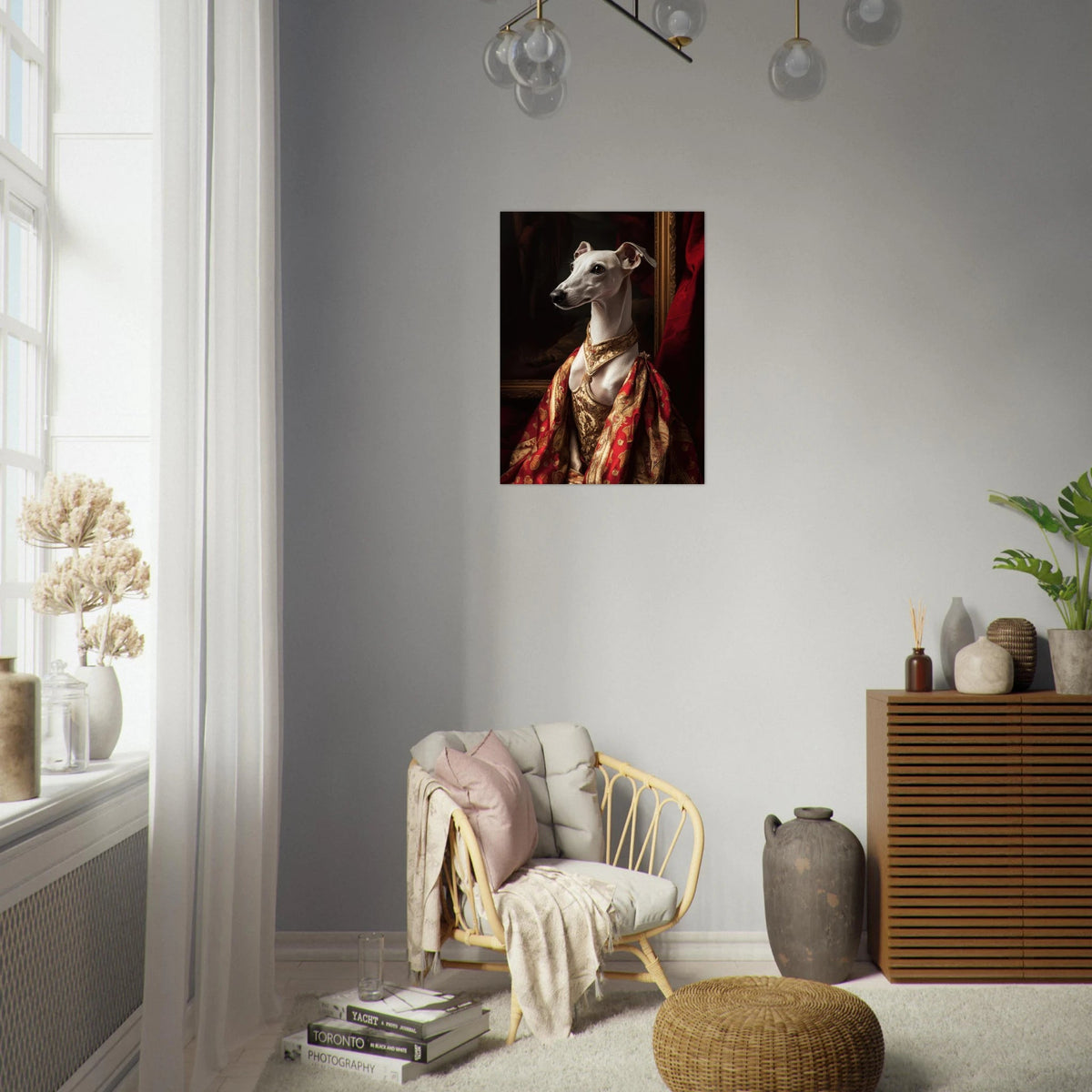 Elegant Baroque Greyhound Portrait A sleek grey - Shop Ai Art WebShop - Digital Art online Store