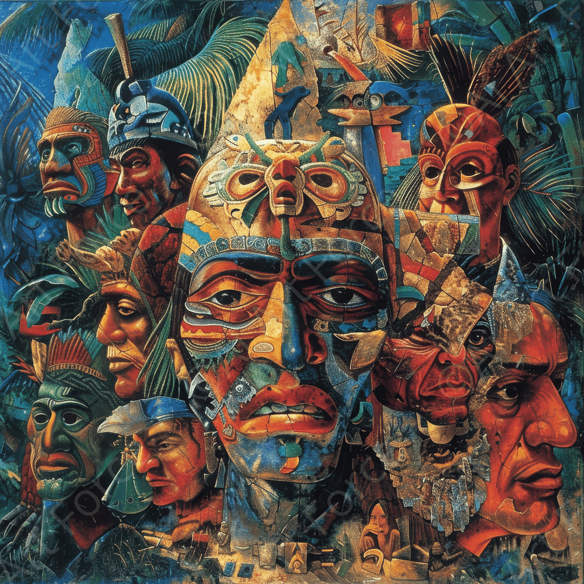 Expressionism art style Mayans ancestors 2 - Shop Ai Art WebShop - Digital Art online Store
