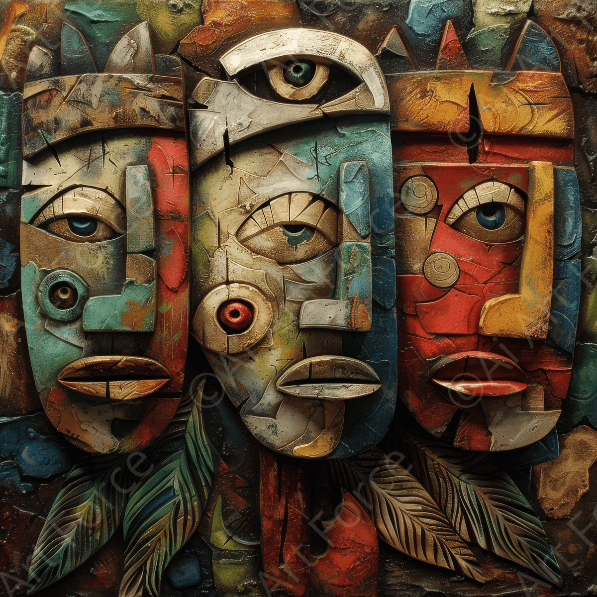 Expressionism art style Mayans ancestors 3 - Shop Ai Art WebShop - Digital Art online Store