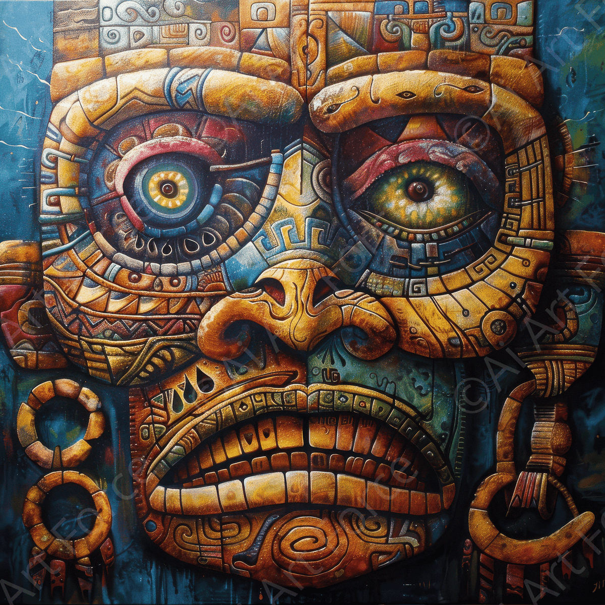 Expressionism art style Mayans ancestors - Shop Ai Art WebShop - Digital Art online Store