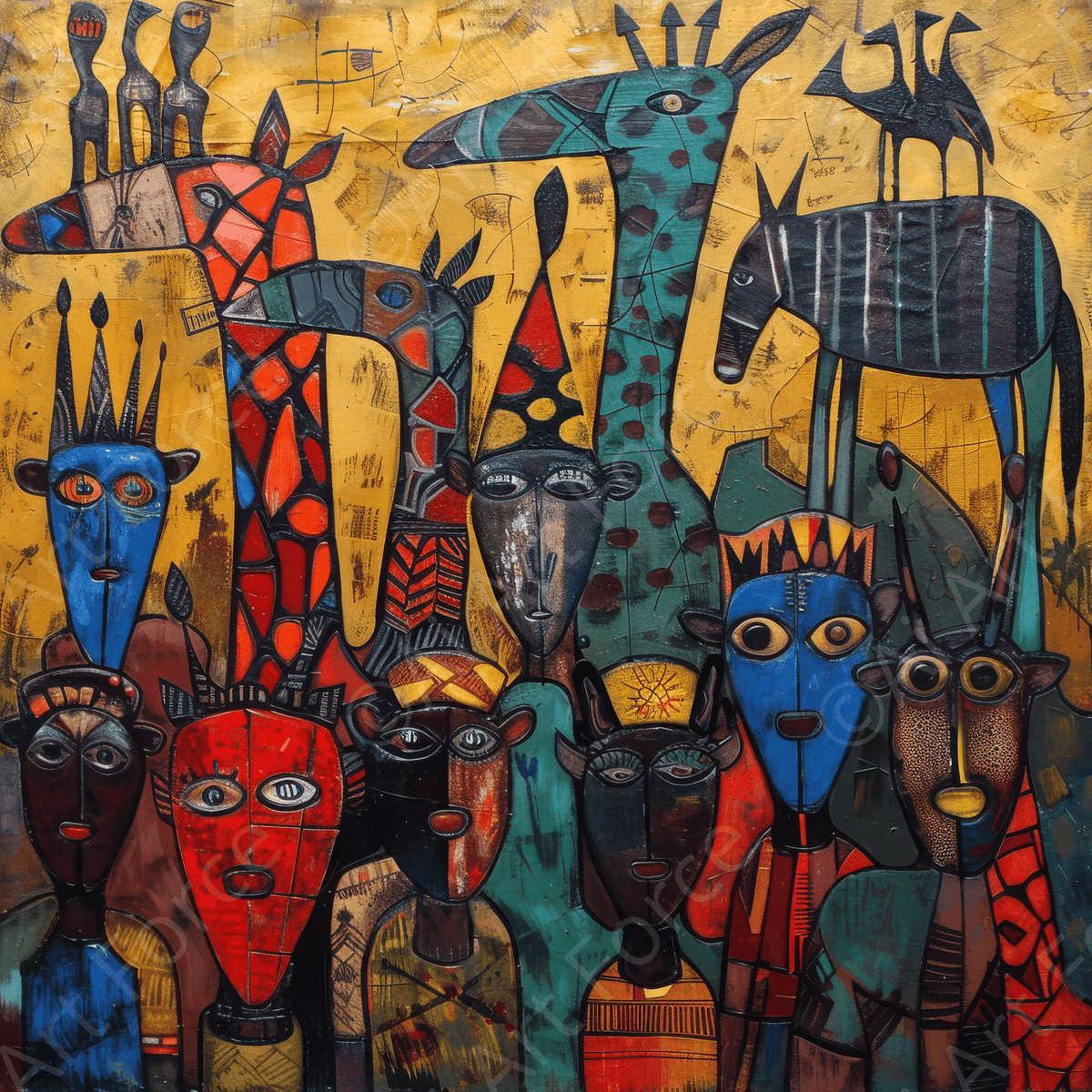 Expressionism art style Ugandas ancestors 4 - Shop Ai Art WebShop - Digital Art online Store