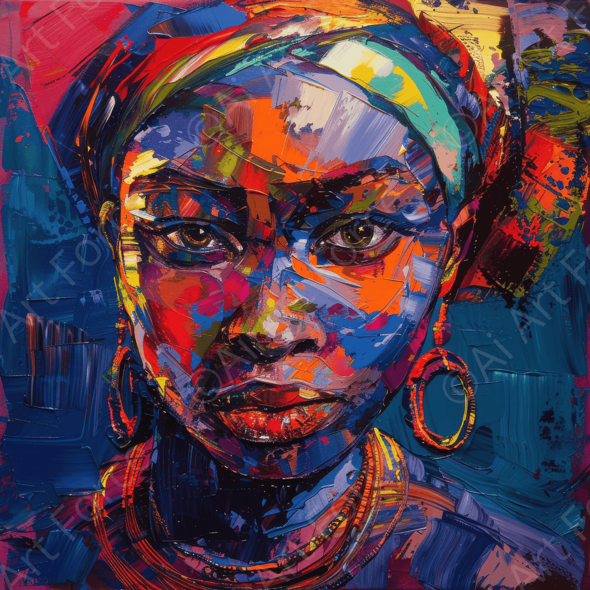 Expressionism art style Ugandas ancestors female - Shop Ai Art WebShop - Digital Art online Store
