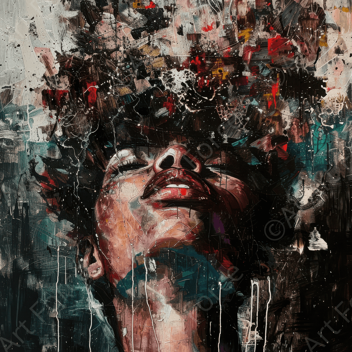 Expressionism future upside down where woman are floating 2 - Shop Ai Art WebShop - Digital Art online Store