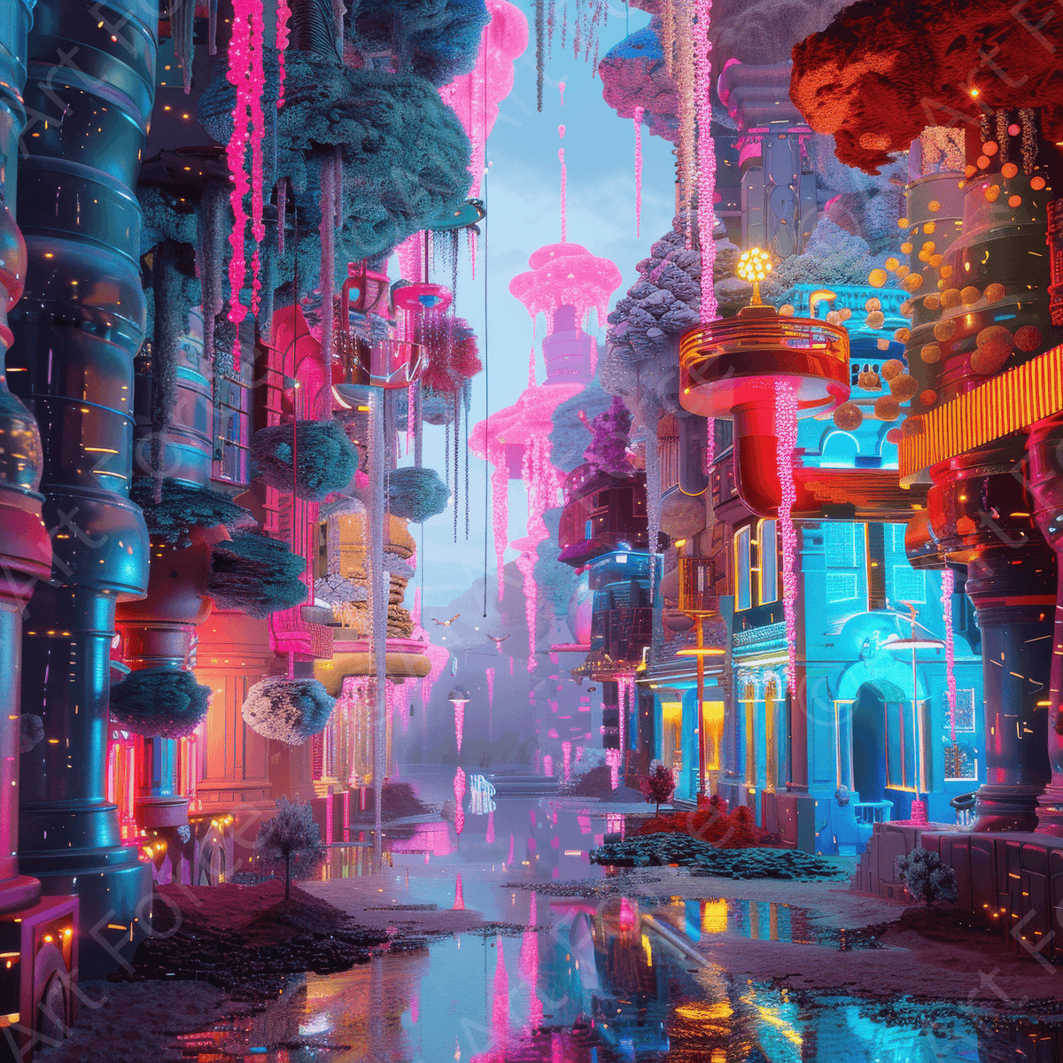 Fluorescent Fantasy World 5 - Shop Ai Art WebShop - Digital Art online Store