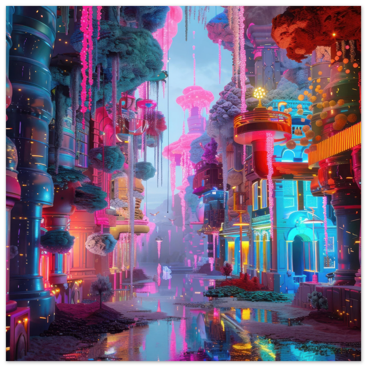 Fluorescent Fantasy World 5 - Shop Ai Art WebShop - Digital Art online Store