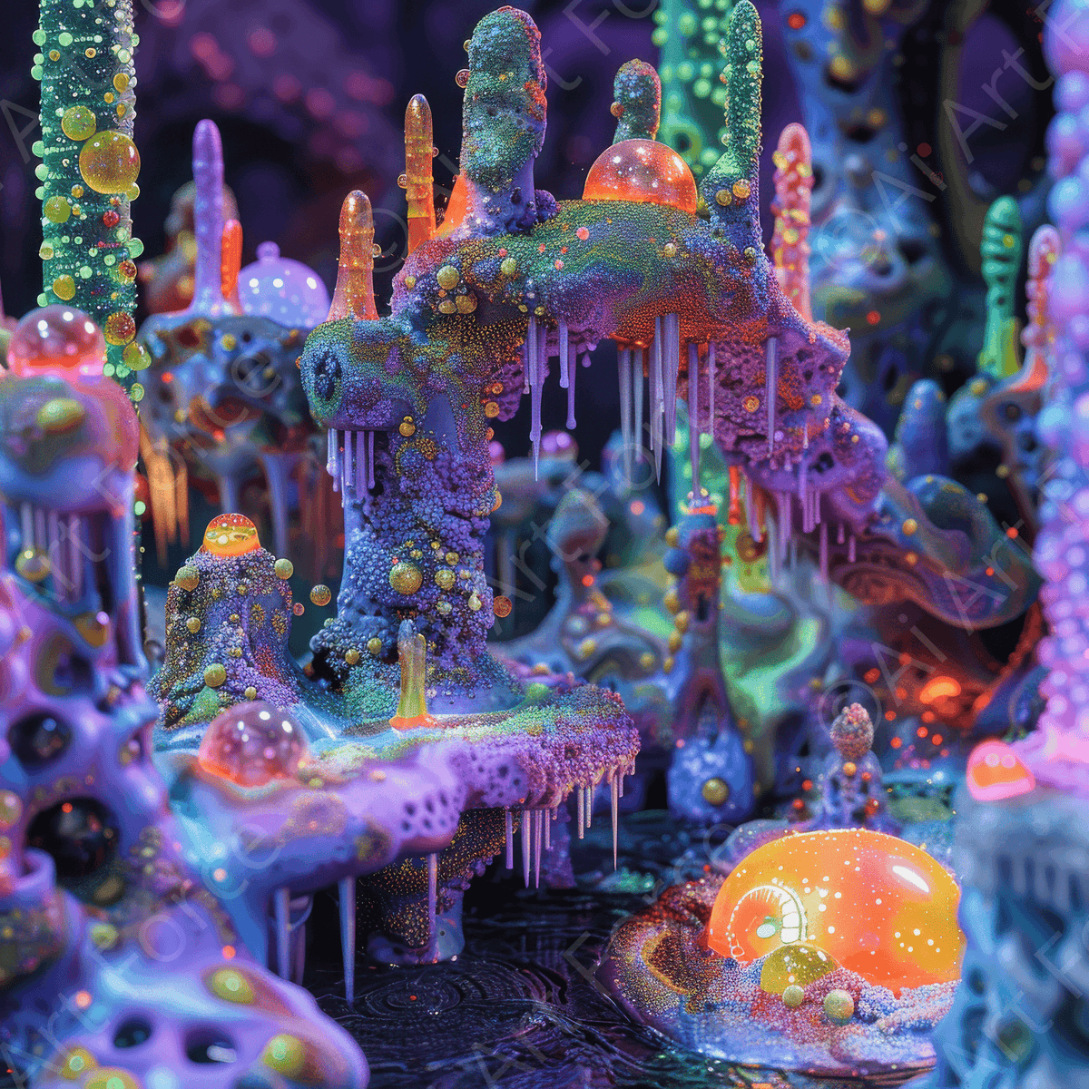 Fluorescent Fantasy World - Shop Ai Art WebShop - Digital Art online Store