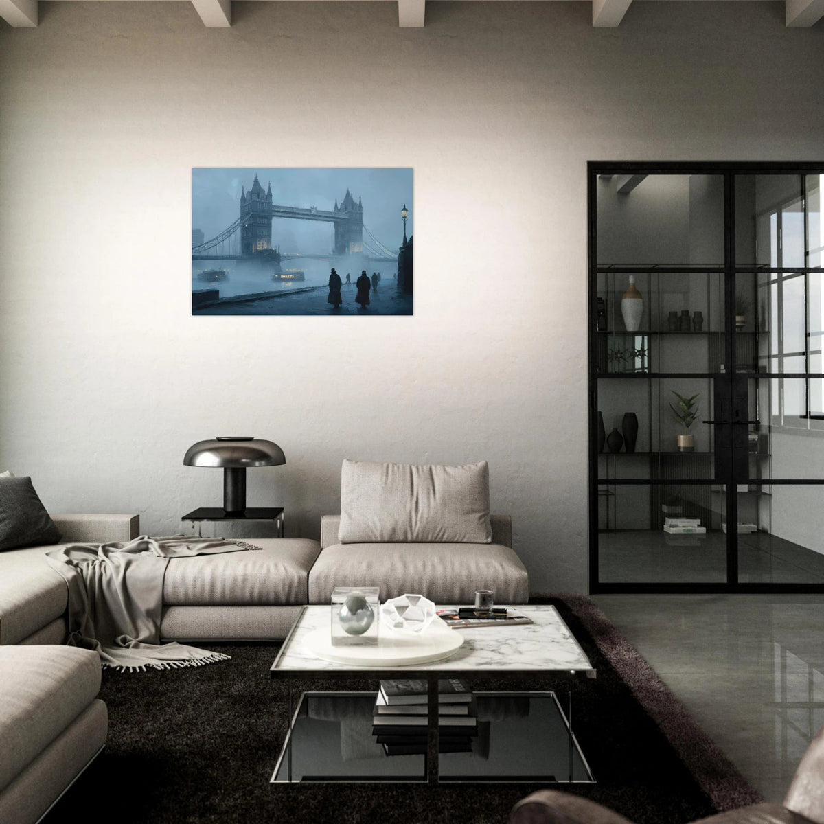 Foggy London Bridge at Dawn A misty morning vie 3 - Shop Ai Art WebShop - Digital Art online Store