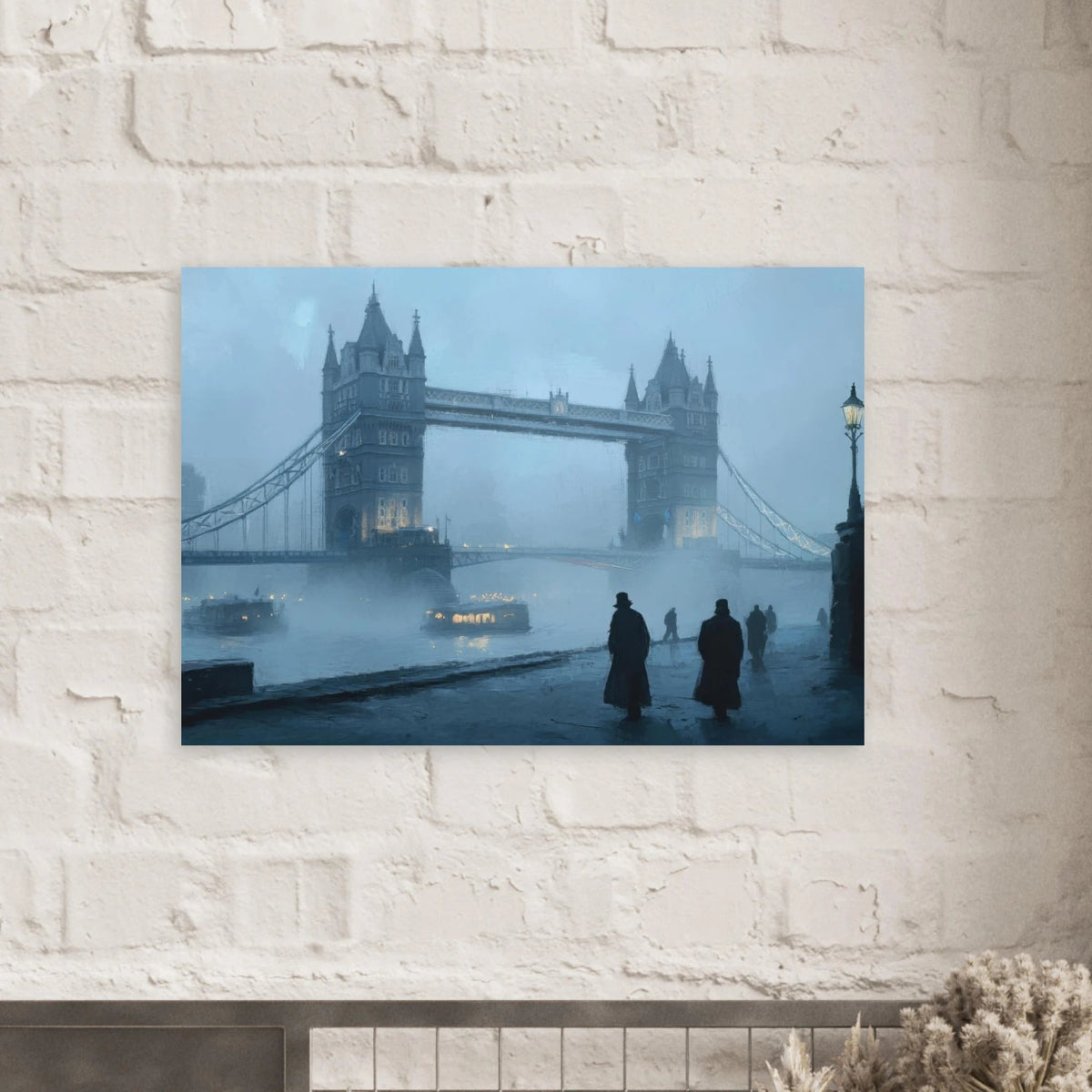 Foggy London Bridge at Dawn A misty morning vie 3 - Shop Ai Art WebShop - Digital Art online Store