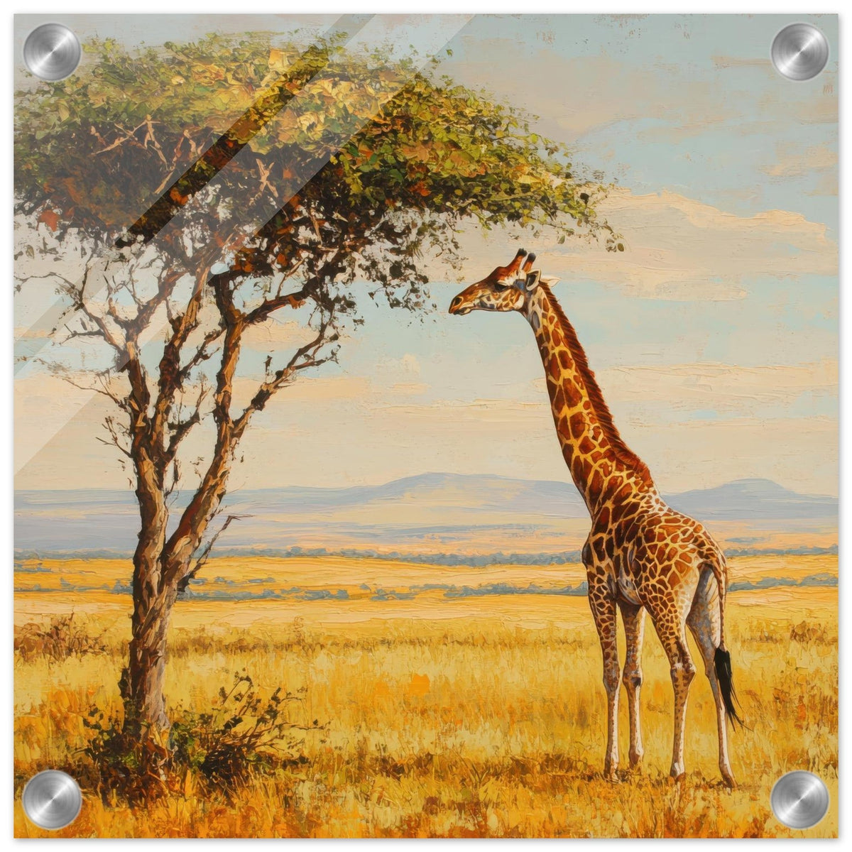 Giraffe Grazing in the Savannah - Shop Ai Art WebShop - Digital Art online Store