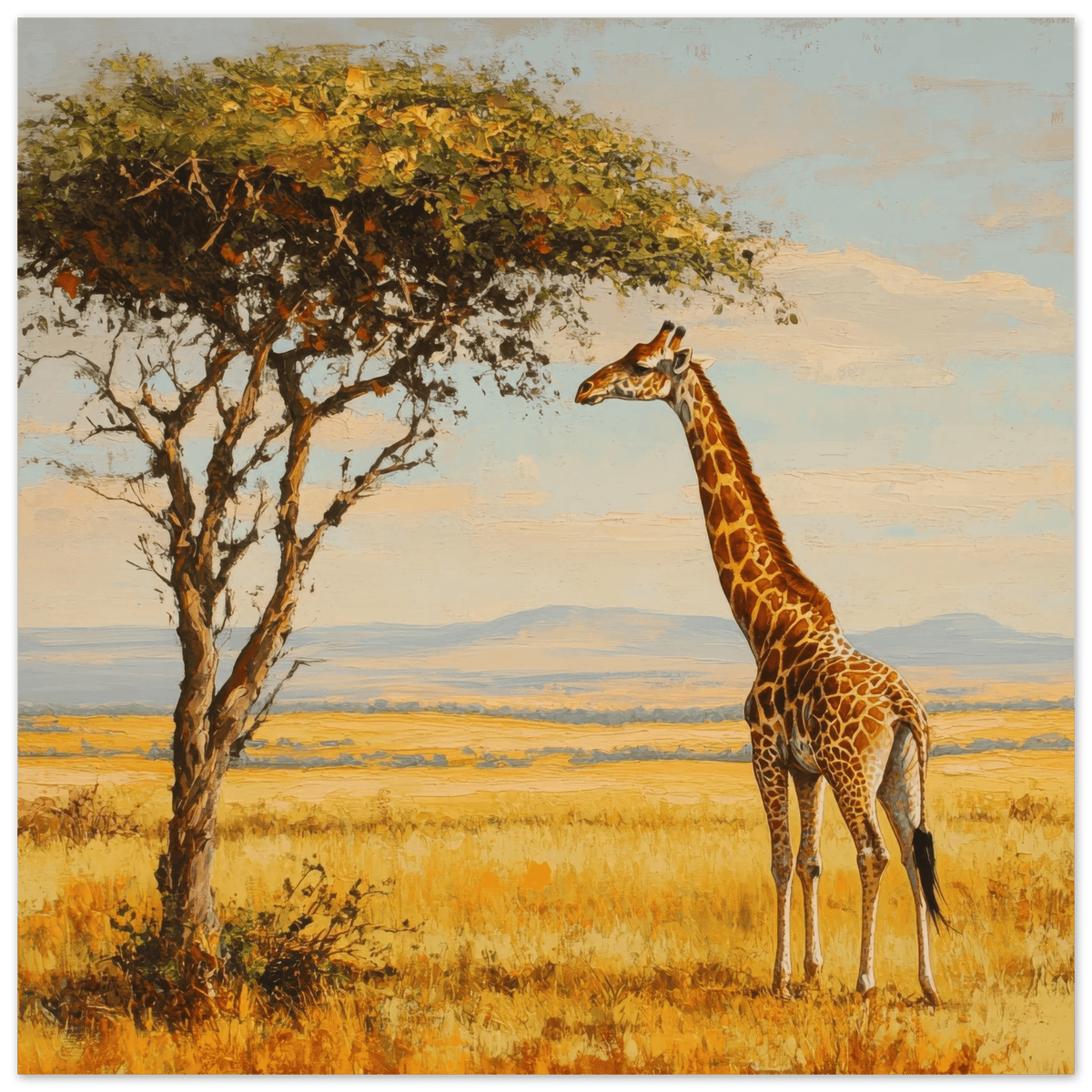 Giraffe Grazing in the Savannah - Shop Ai Art WebShop - Digital Art online Store