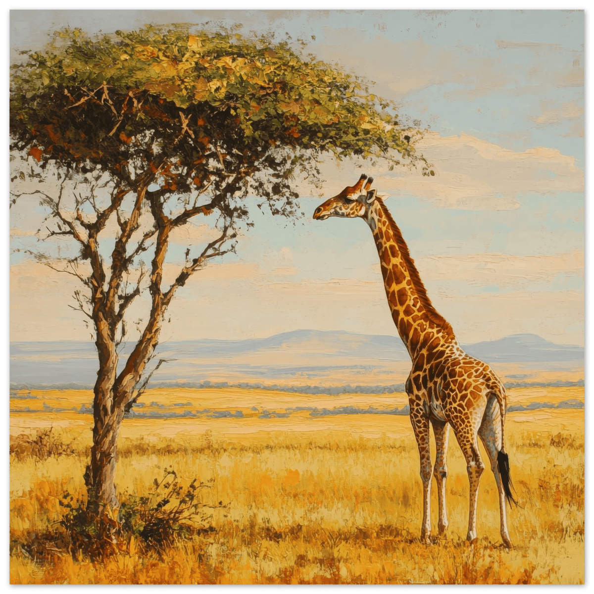 Giraffe Grazing in the Savannah - Shop Ai Art WebShop - Digital Art online Store