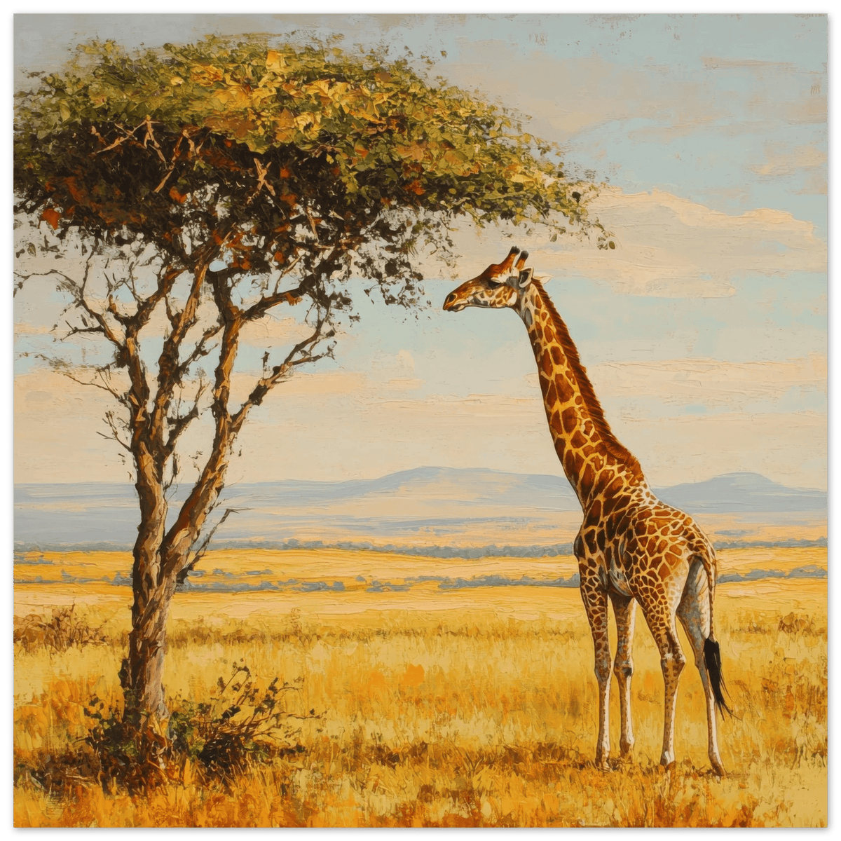Giraffe Grazing in the Savannah - Shop Ai Art WebShop - Digital Art online Store