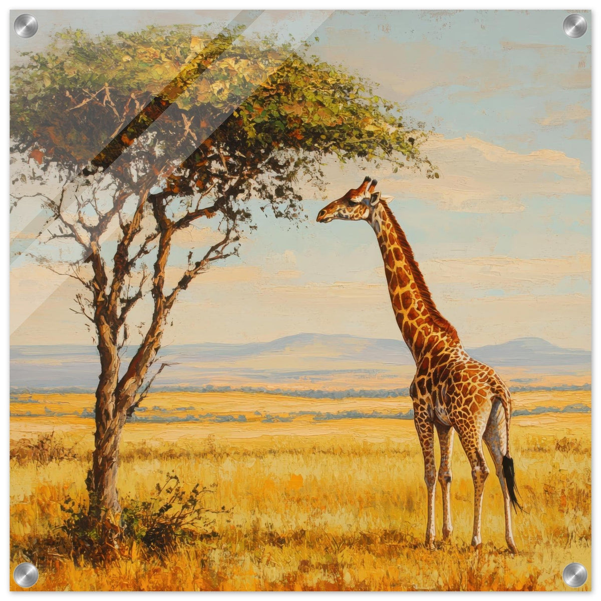 Giraffe Grazing in the Savannah - Shop Ai Art WebShop - Digital Art online Store