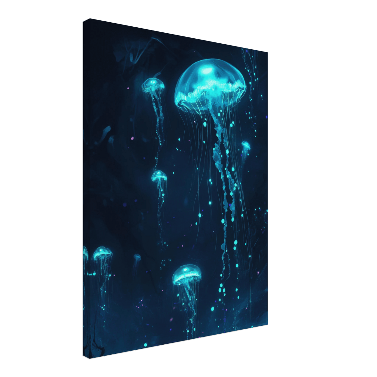 Glowing Bioluminescent Jellyfish in the Deep Tea - Shop Ai Art WebShop - Digital Art online Store