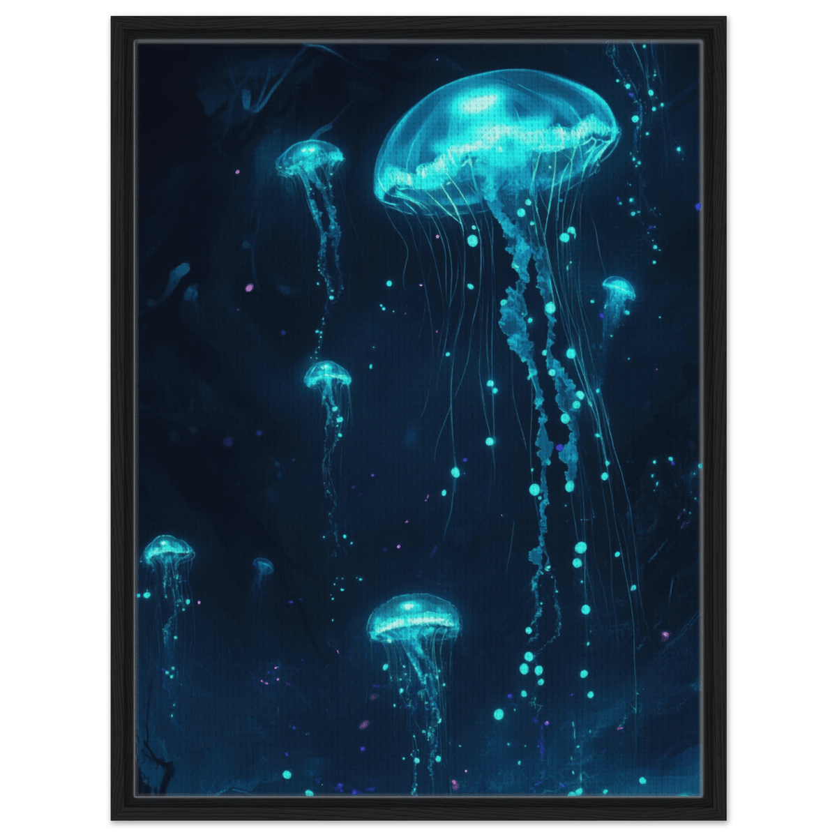 Glowing Bioluminescent Jellyfish in the Deep Tea - Shop Ai Art WebShop - Digital Art online Store