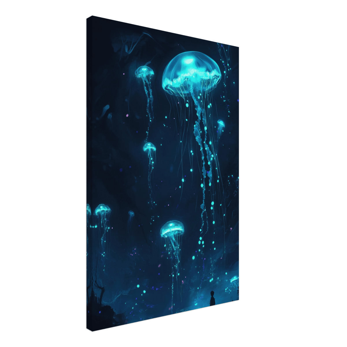 Glowing Bioluminescent Jellyfish in the Deep Tea - Shop Ai Art WebShop - Digital Art online Store