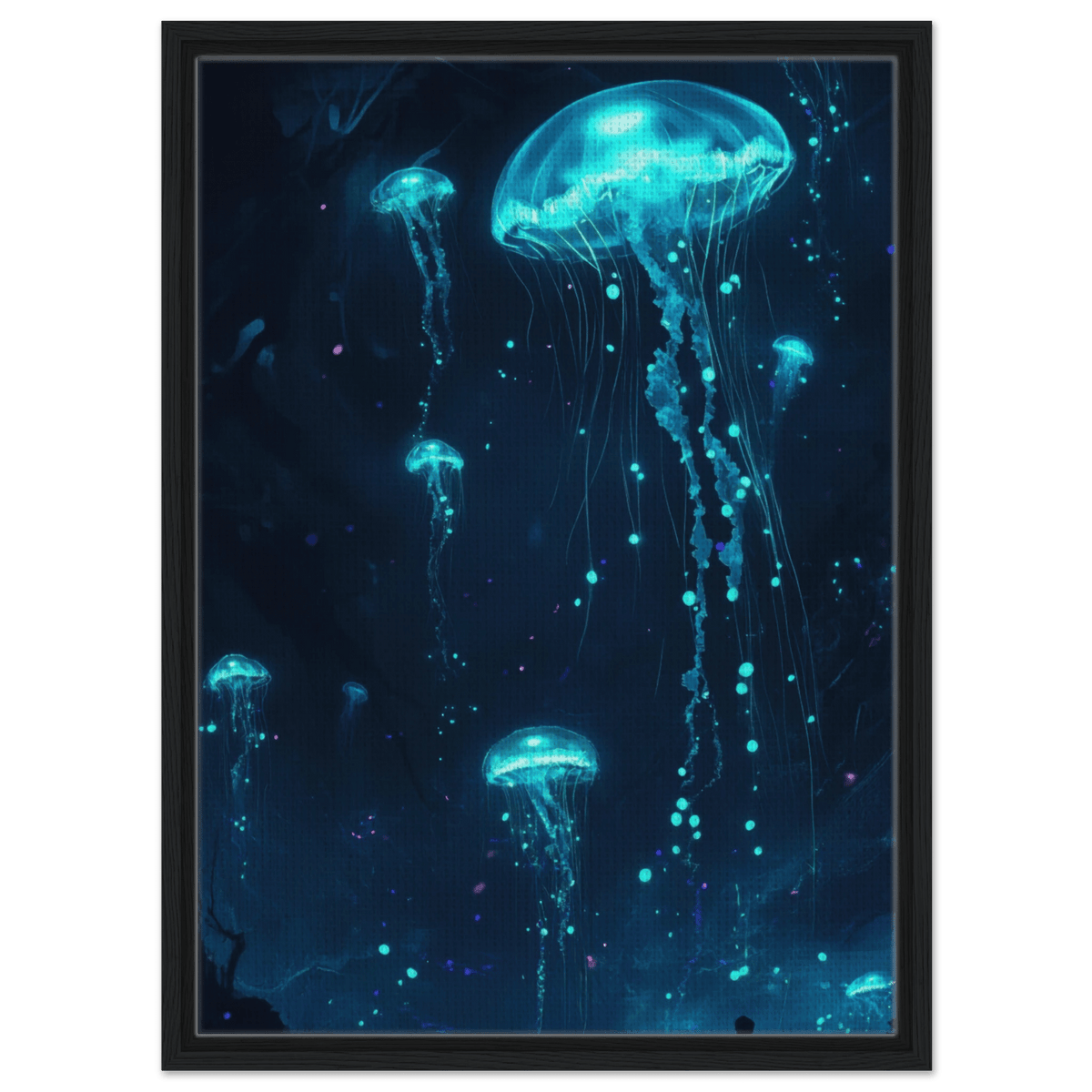 Glowing Bioluminescent Jellyfish in the Deep Tea - Shop Ai Art WebShop - Digital Art online Store