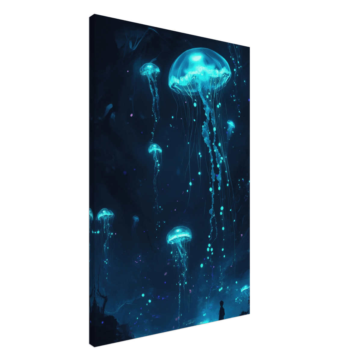 Glowing Bioluminescent Jellyfish in the Deep Tea - Shop Ai Art WebShop - Digital Art online Store