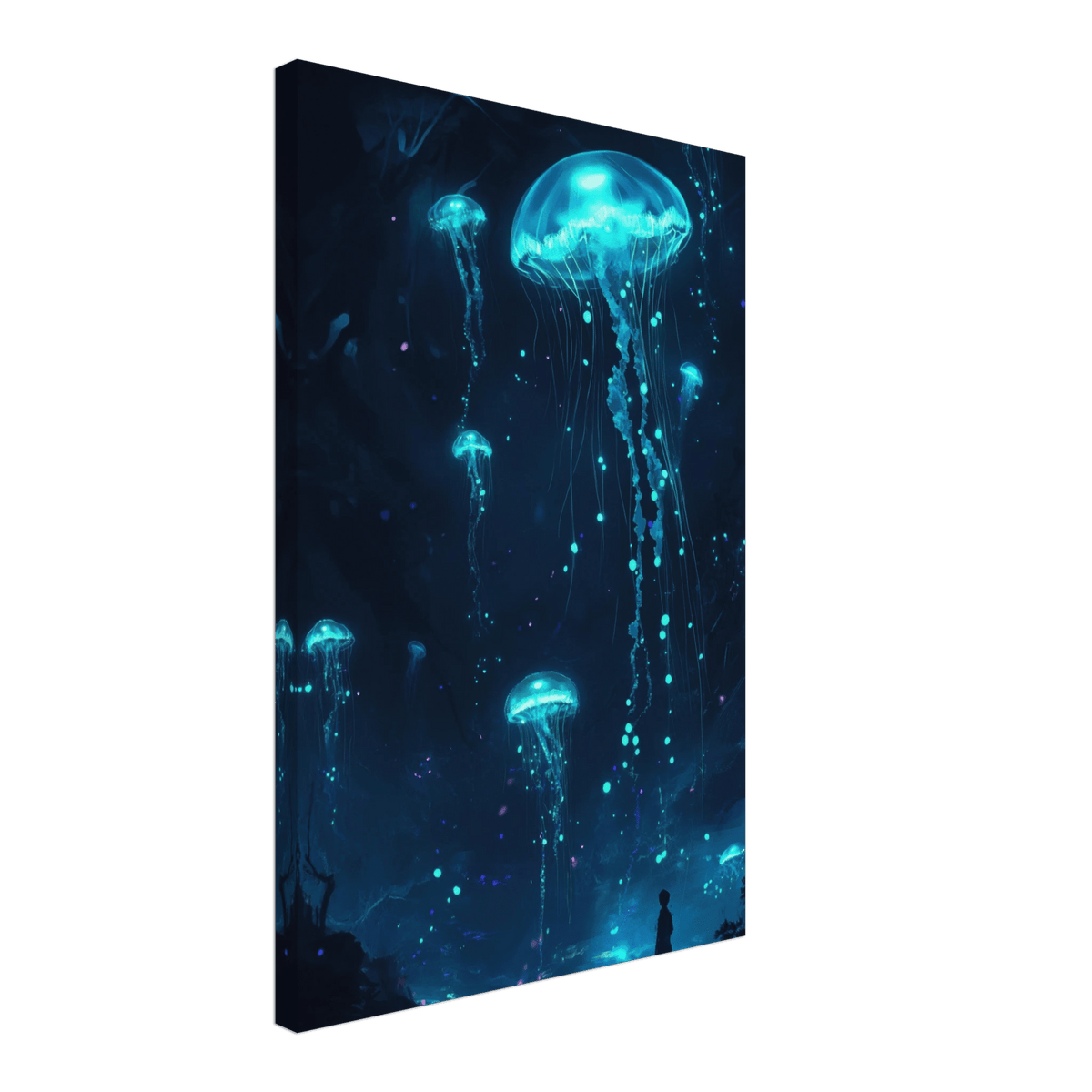 Glowing Bioluminescent Jellyfish in the Deep Tea - Shop Ai Art WebShop - Digital Art online Store