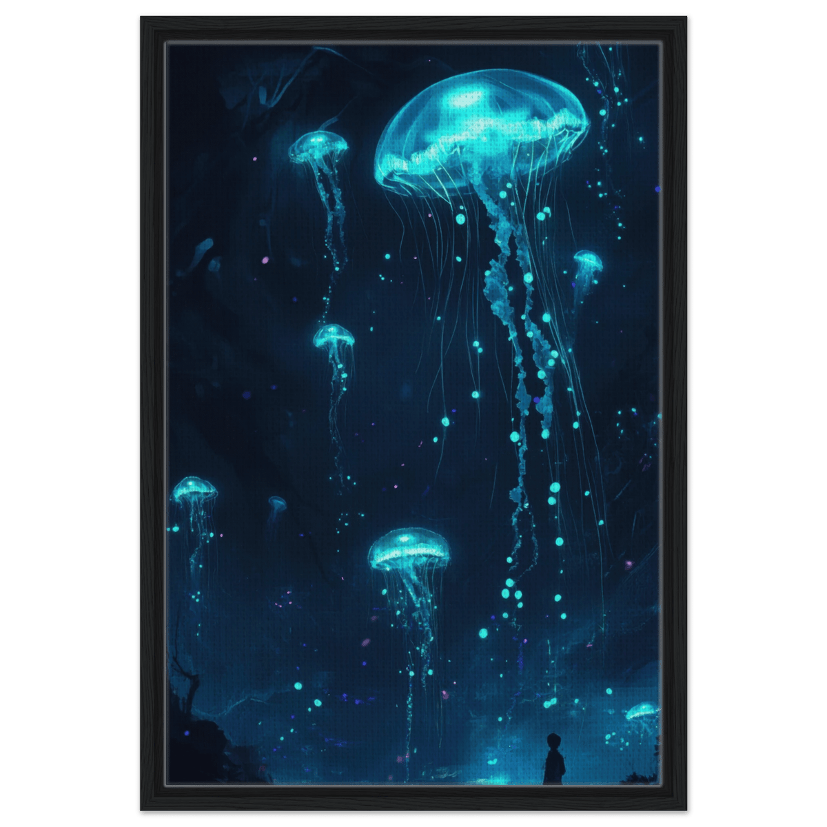Glowing Bioluminescent Jellyfish in the Deep Tea - Shop Ai Art WebShop - Digital Art online Store