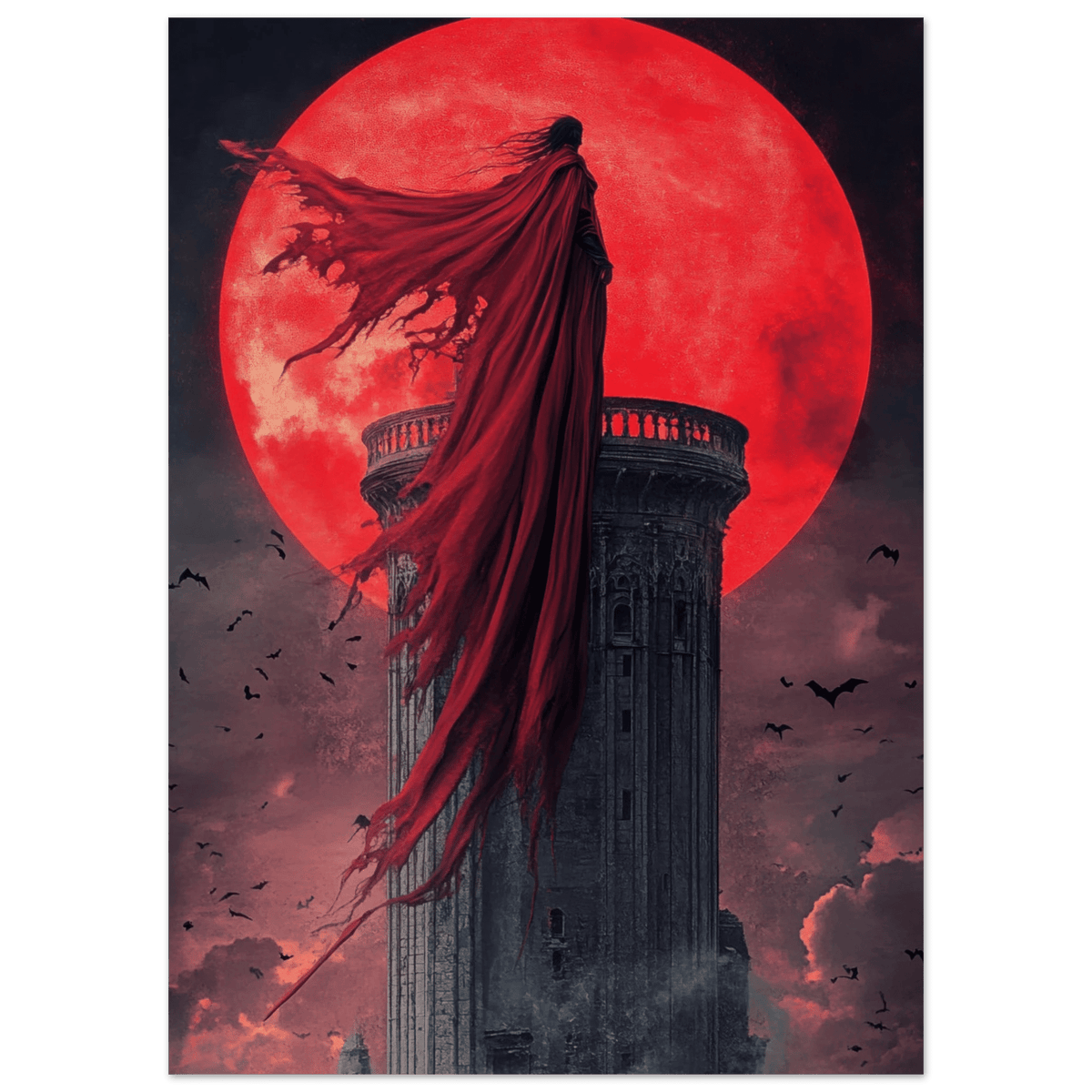 Gothic Vampire Sorcerer in a Moonlit Castle 6 - Shop Ai Art WebShop - Digital Art online Store
