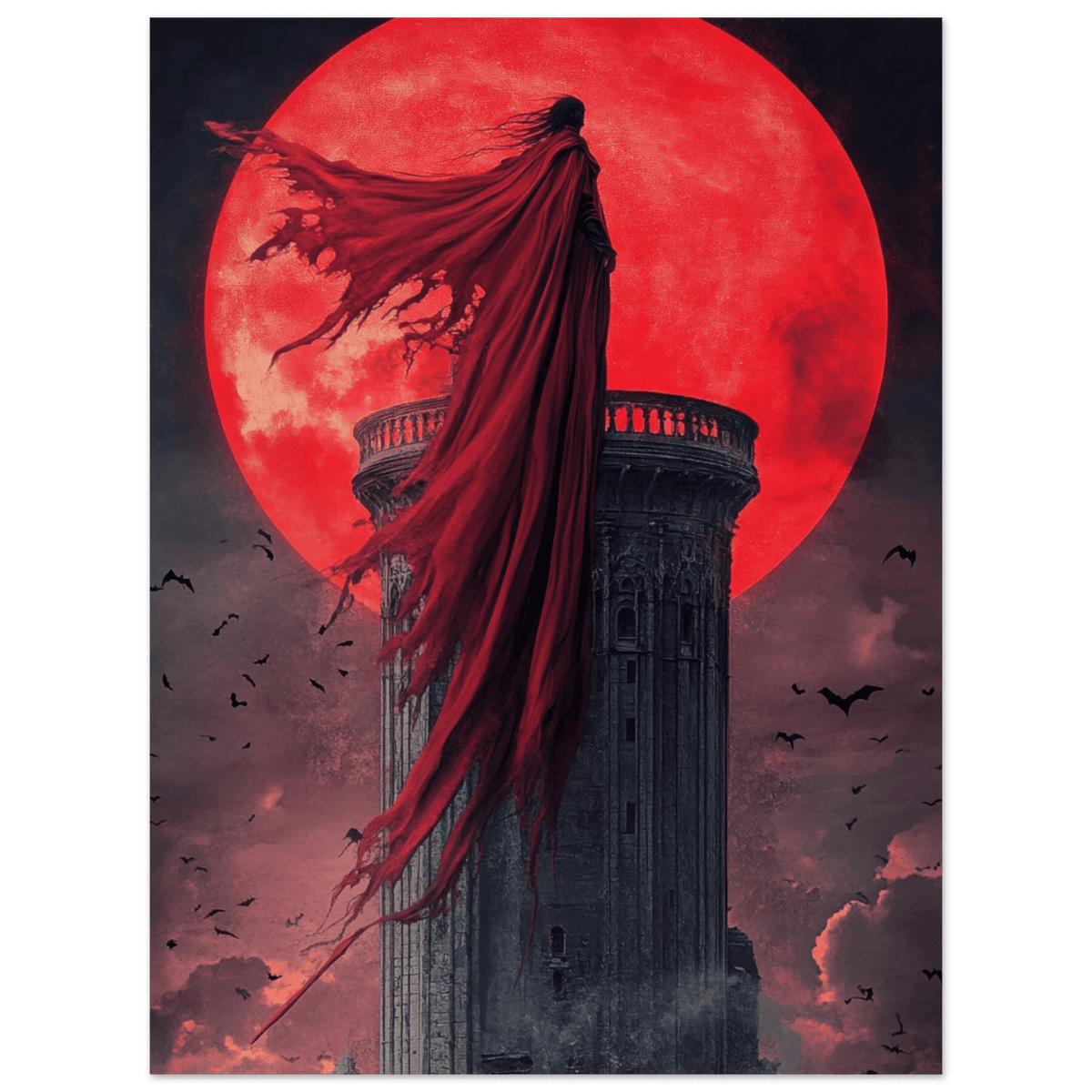 Gothic Vampire Sorcerer in a Moonlit Castle 6 - Shop Ai Art WebShop - Digital Art online Store