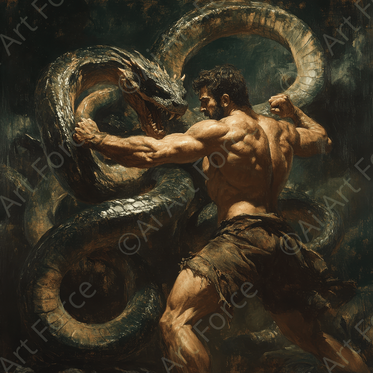 Hercules Battling the Hydra - Shop Ai Art WebShop - Digital Art online Store