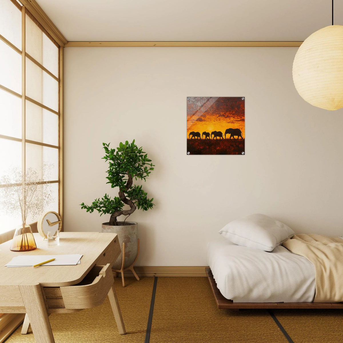 Herd of Elephants at Sunset 1 - Shop Ai Art WebShop - Digital Art online Store