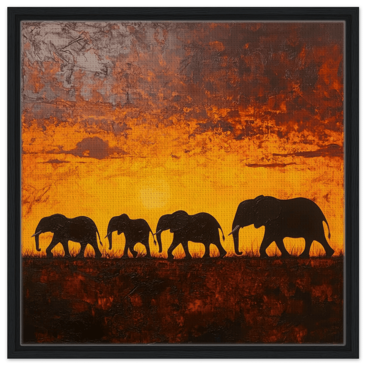 Herd of Elephants at Sunset 1 - Shop Ai Art WebShop - Digital Art online Store