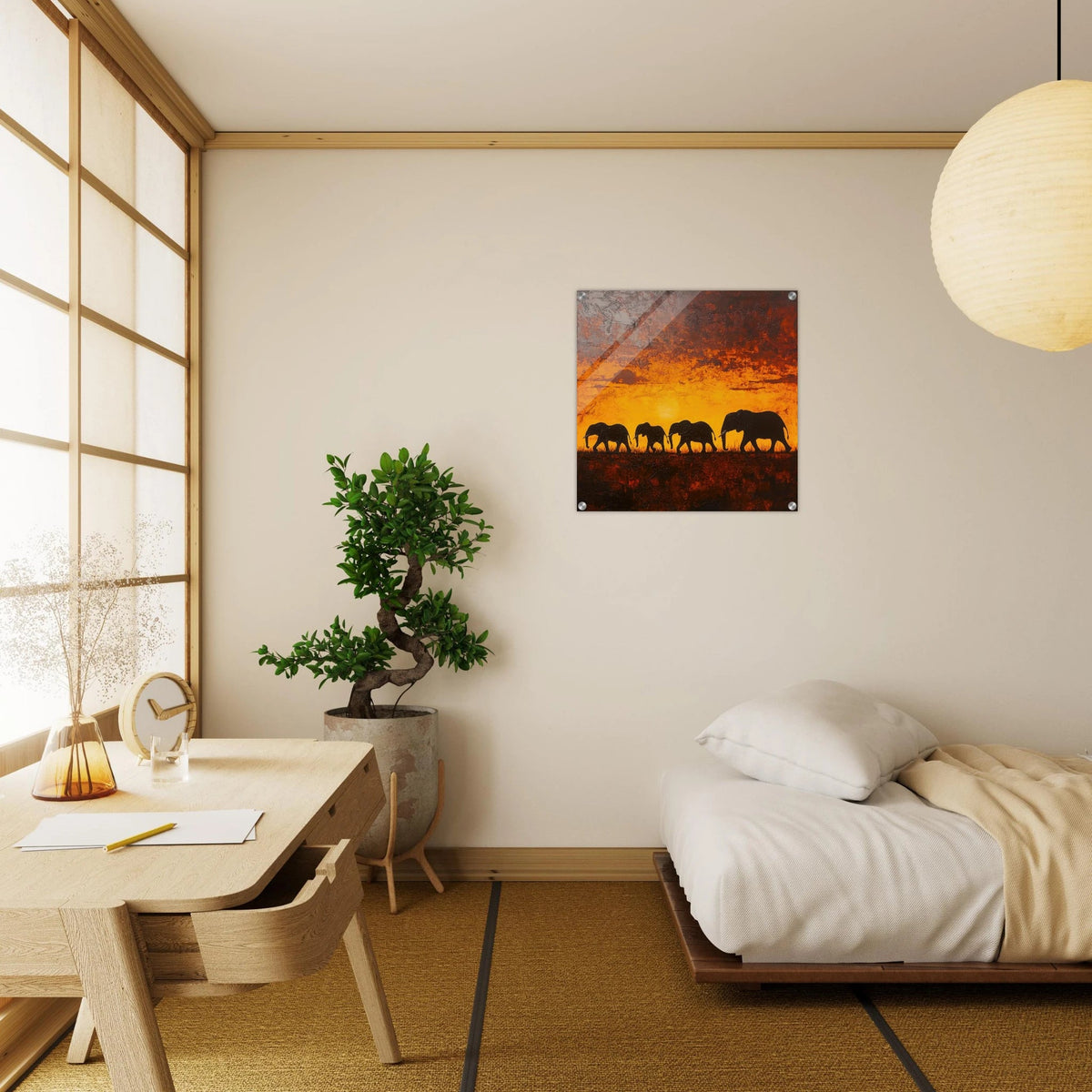 Herd of Elephants at Sunset 1 - Shop Ai Art WebShop - Digital Art online Store