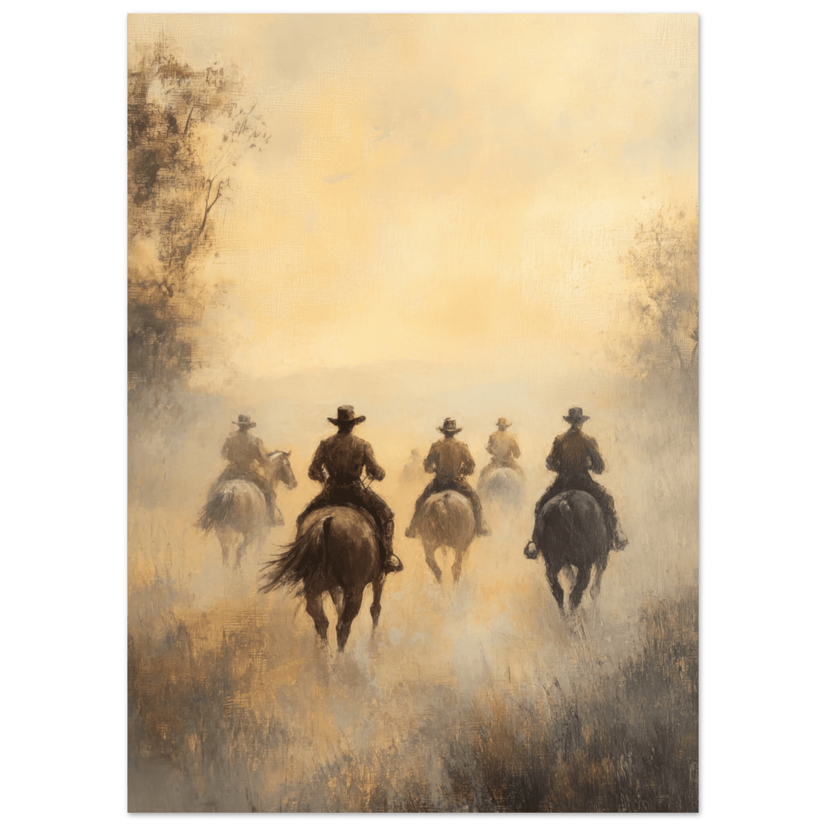 Horse Riders in the Morning Mist A group of else - Shop Ai Art WebShop - Digital Art online Store