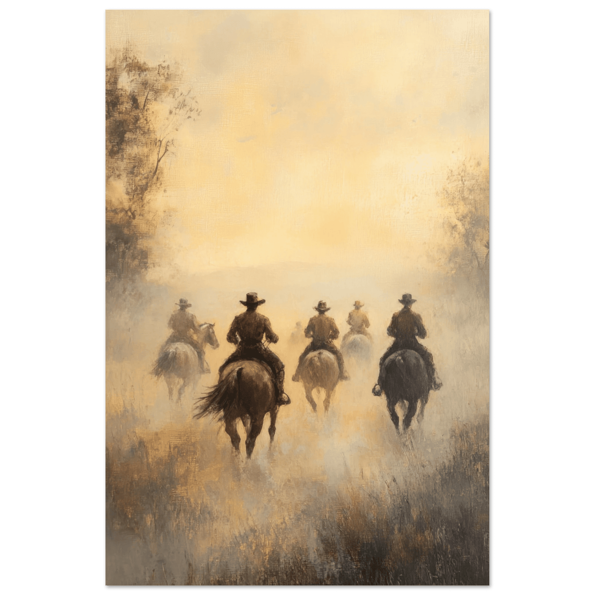 Horse Riders in the Morning Mist A group of else - Shop Ai Art WebShop - Digital Art online Store