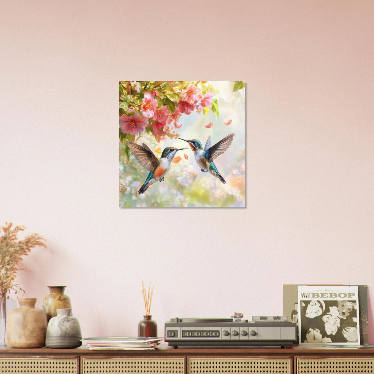 Hummingbirds Feeding on Flowers 1 - Shop Ai Art WebShop - Digital Art online Store