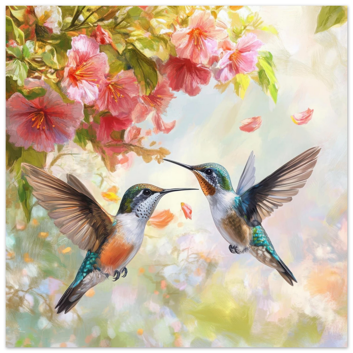 Hummingbirds Feeding on Flowers 1 - Shop Ai Art WebShop - Digital Art online Store