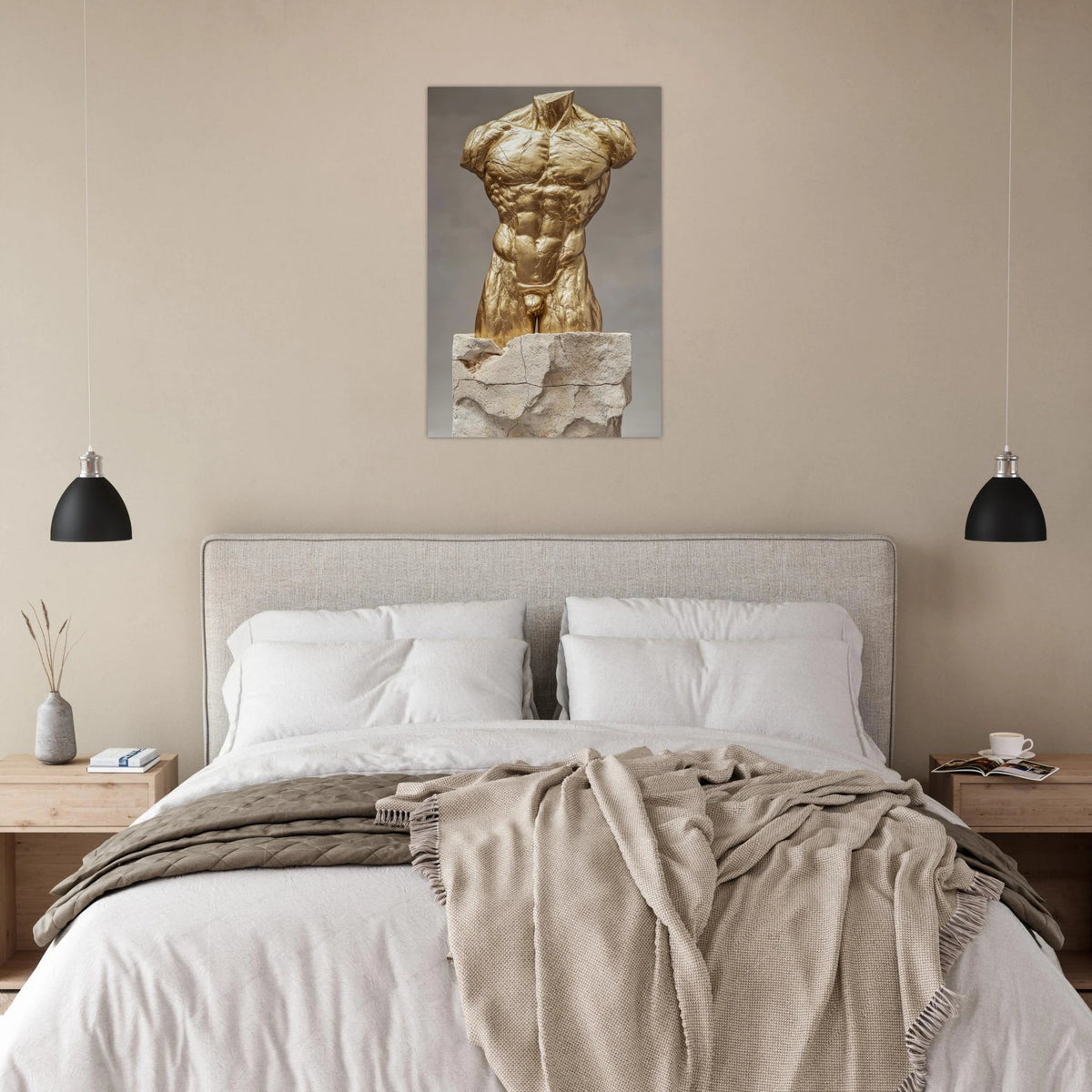 Hybrid centaur torso cast in brushed gold marb 2 - Shop Ai Art WebShop - Digital Art online Store