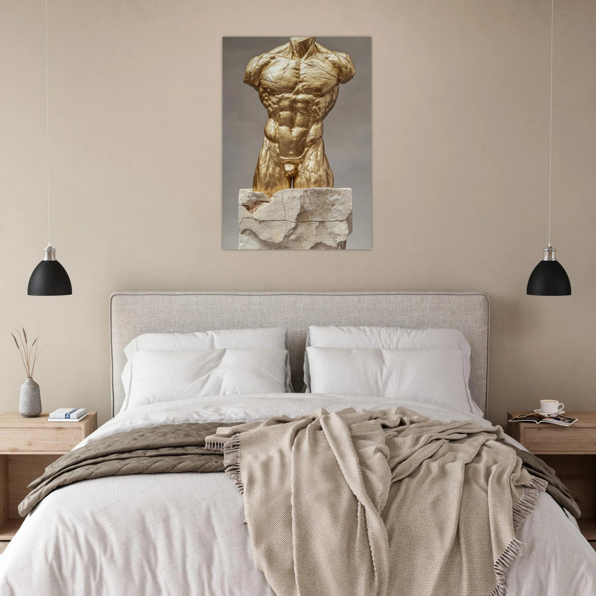 Hybrid centaur torso cast in brushed gold marb 2 - Shop Ai Art WebShop - Digital Art online Store