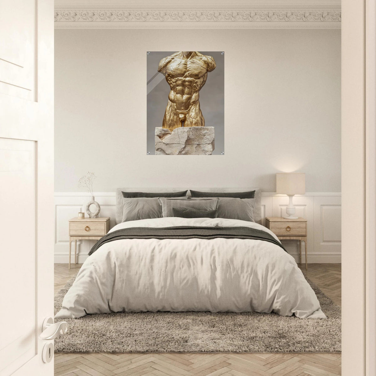 Hybrid centaur torso cast in brushed gold marb 2 - Shop Ai Art WebShop - Digital Art online Store