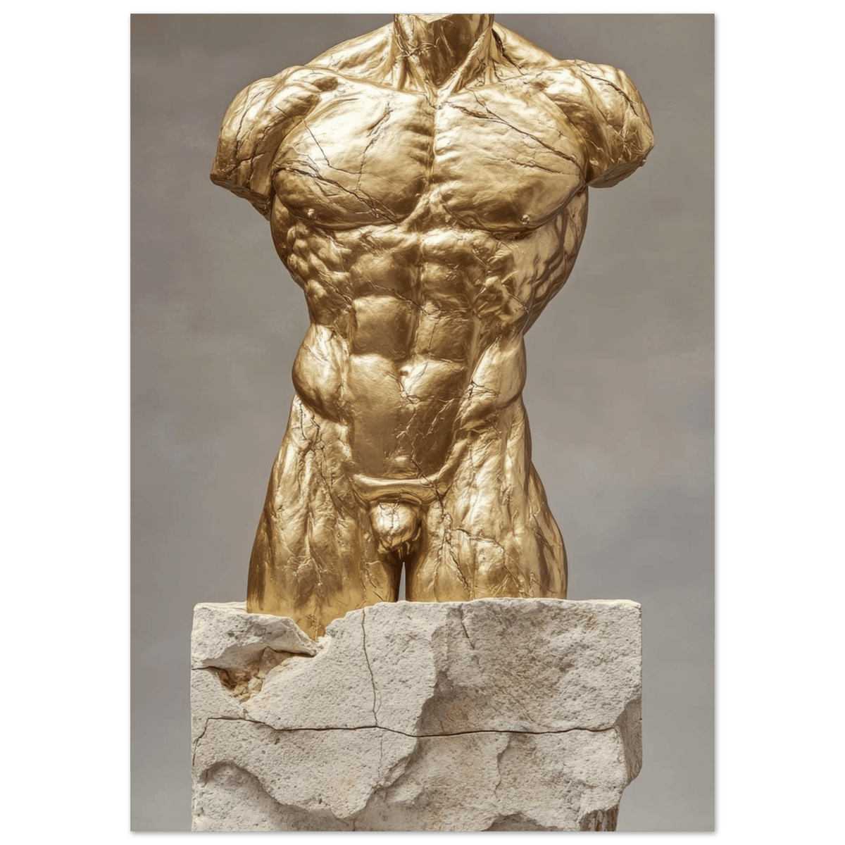 Hybrid centaur torso cast in brushed gold marb 2 - Shop Ai Art WebShop - Digital Art online Store