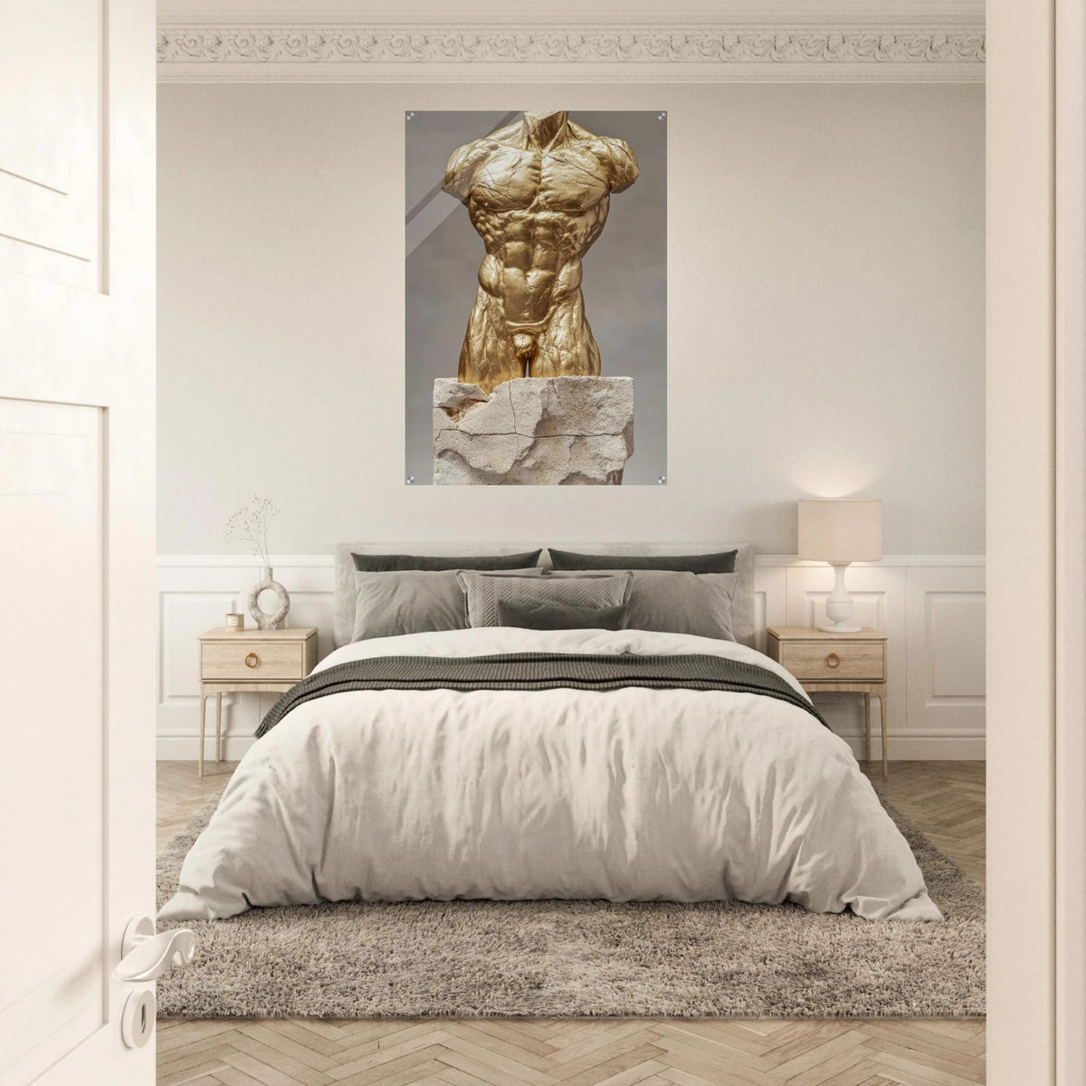 Hybrid centaur torso cast in brushed gold marb 2 - Shop Ai Art WebShop - Digital Art online Store