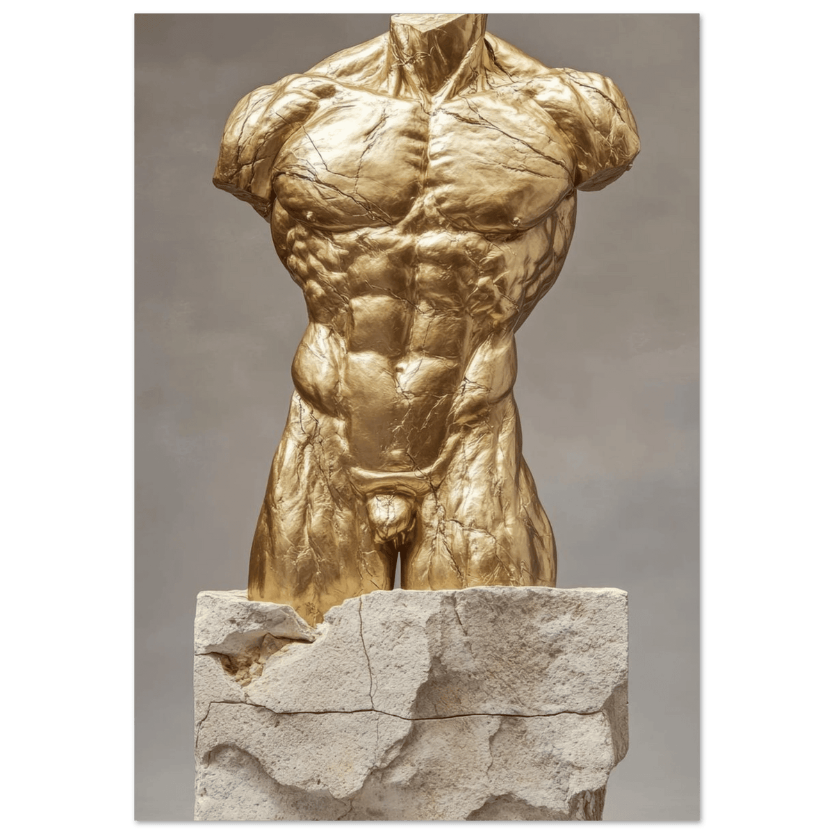 Hybrid centaur torso cast in brushed gold marb 2 - Shop Ai Art WebShop - Digital Art online Store