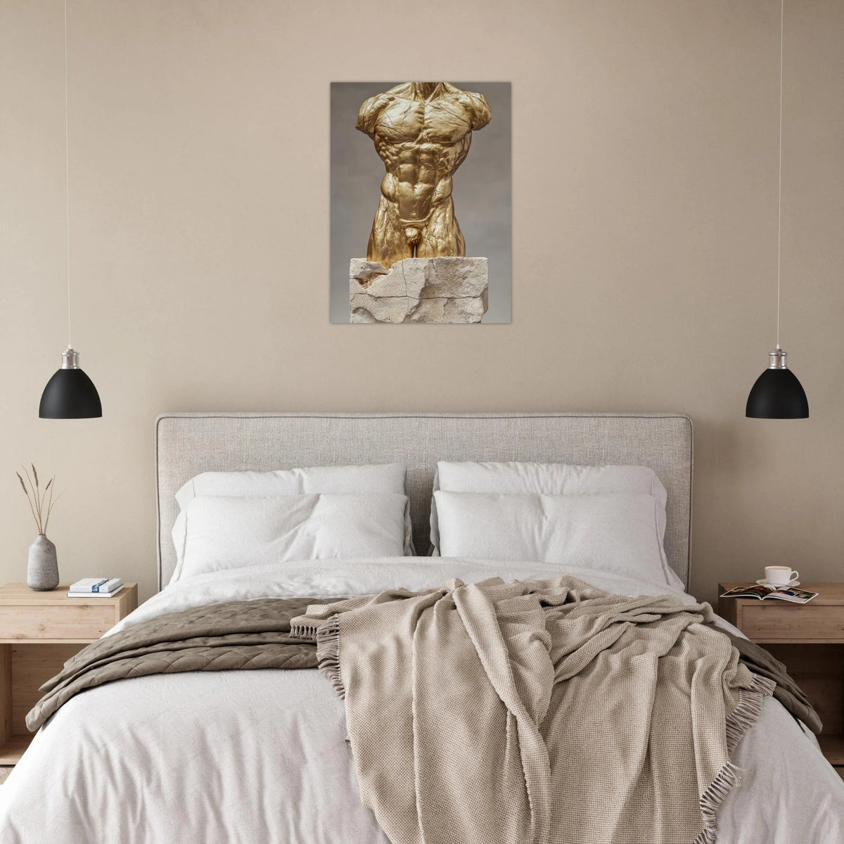 Hybrid centaur torso cast in brushed gold marb 2 - Shop Ai Art WebShop - Digital Art online Store