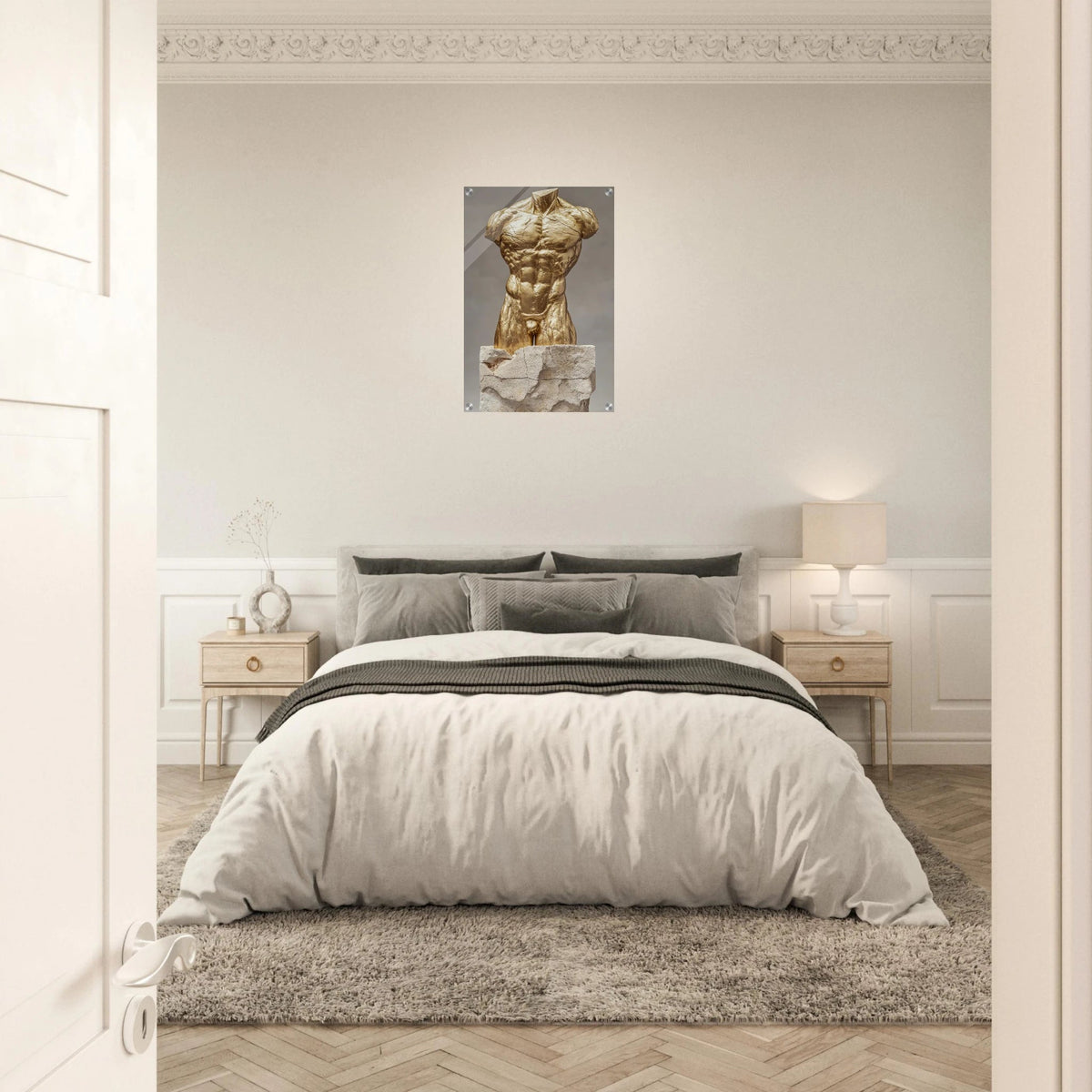 Hybrid centaur torso cast in brushed gold marb 2 - Shop Ai Art WebShop - Digital Art online Store