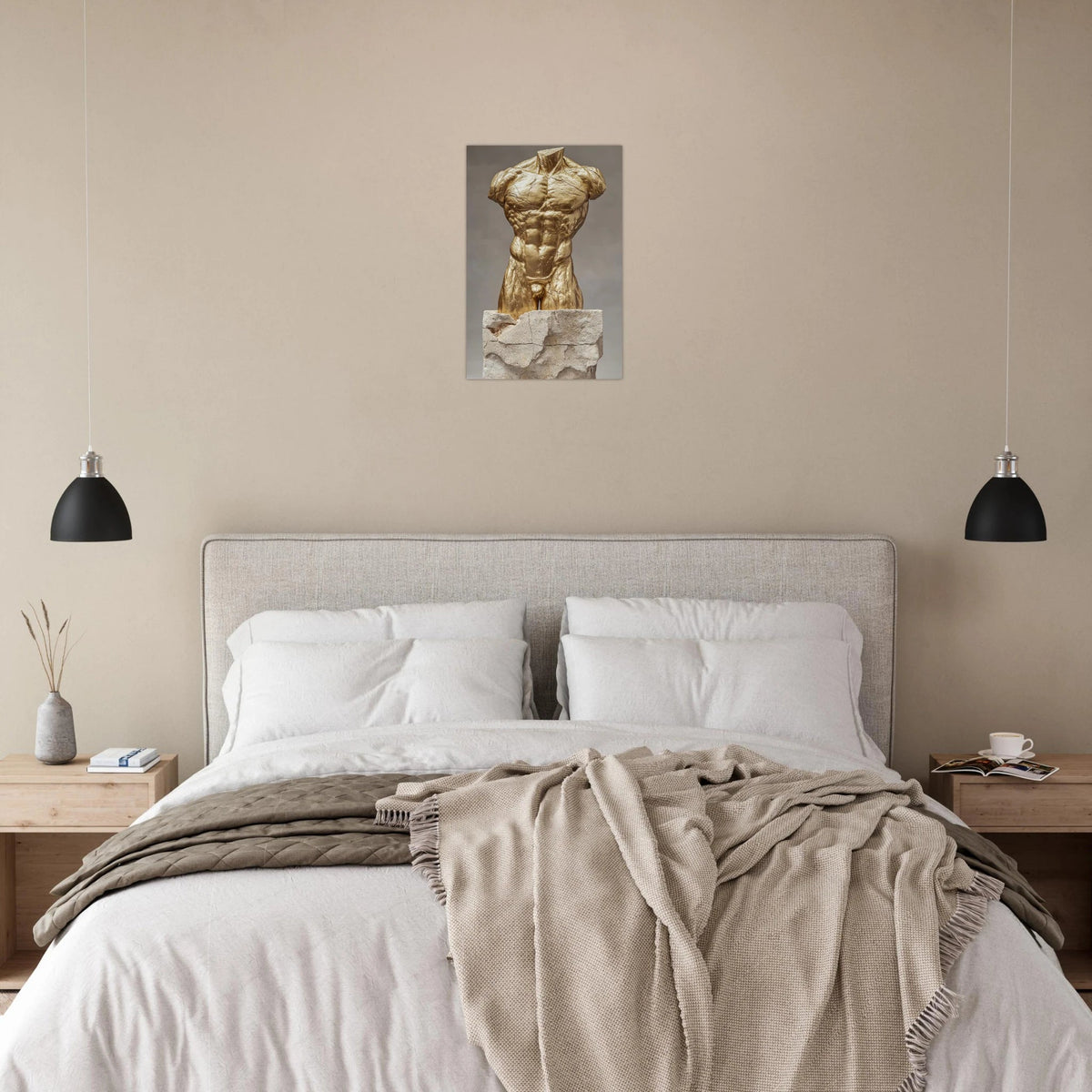 Hybrid centaur torso cast in brushed gold marb 2 - Shop Ai Art WebShop - Digital Art online Store